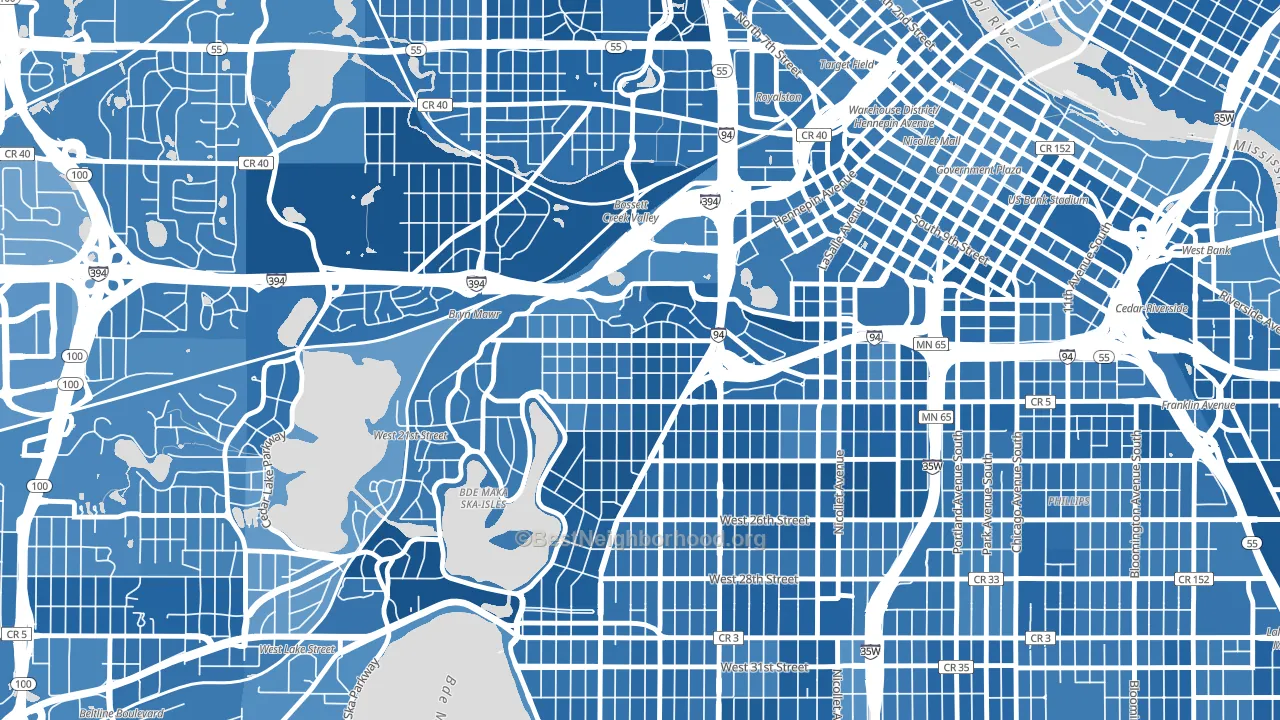 Lowry Hill, Minneapolis, MN block-group political-lean map