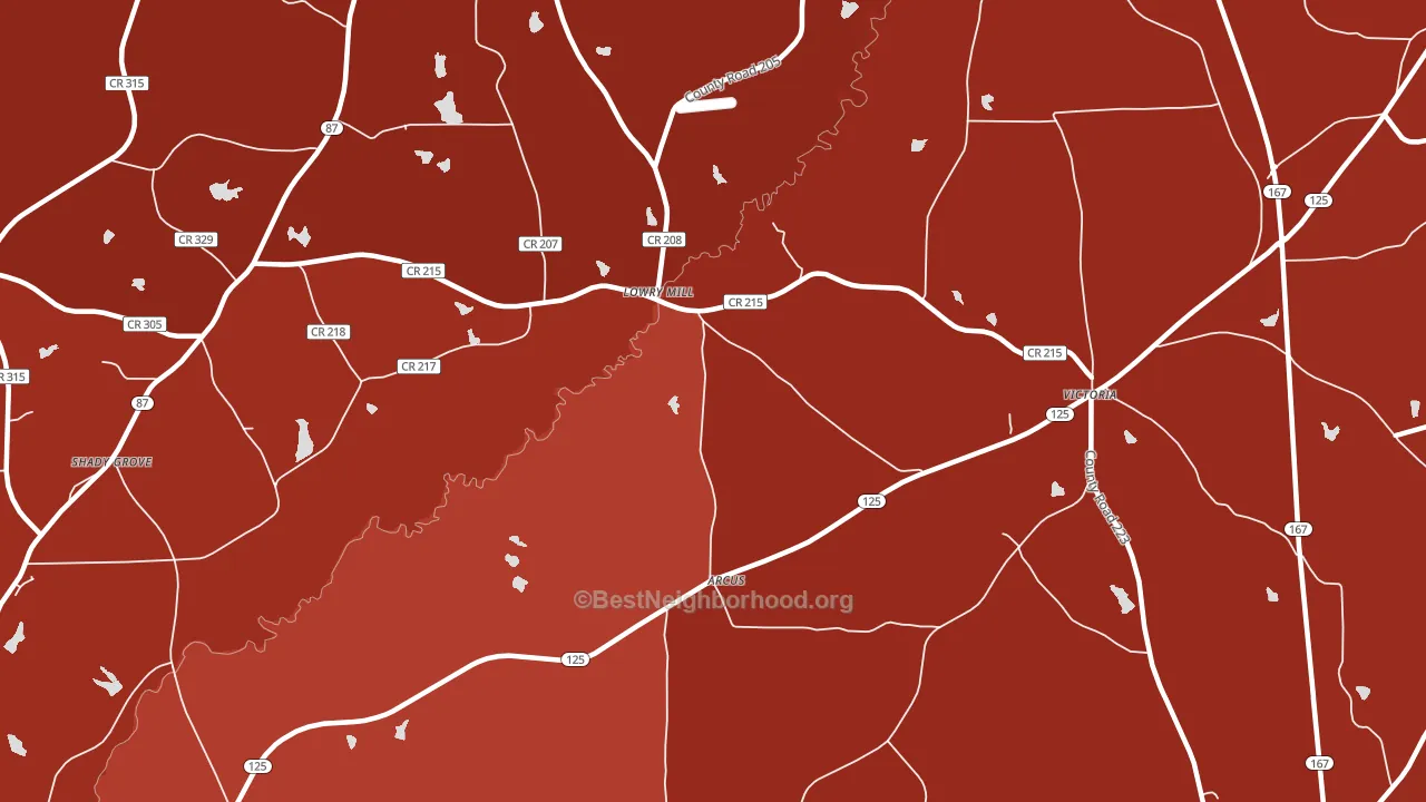 Lowry Mill, AL block-group political-lean map