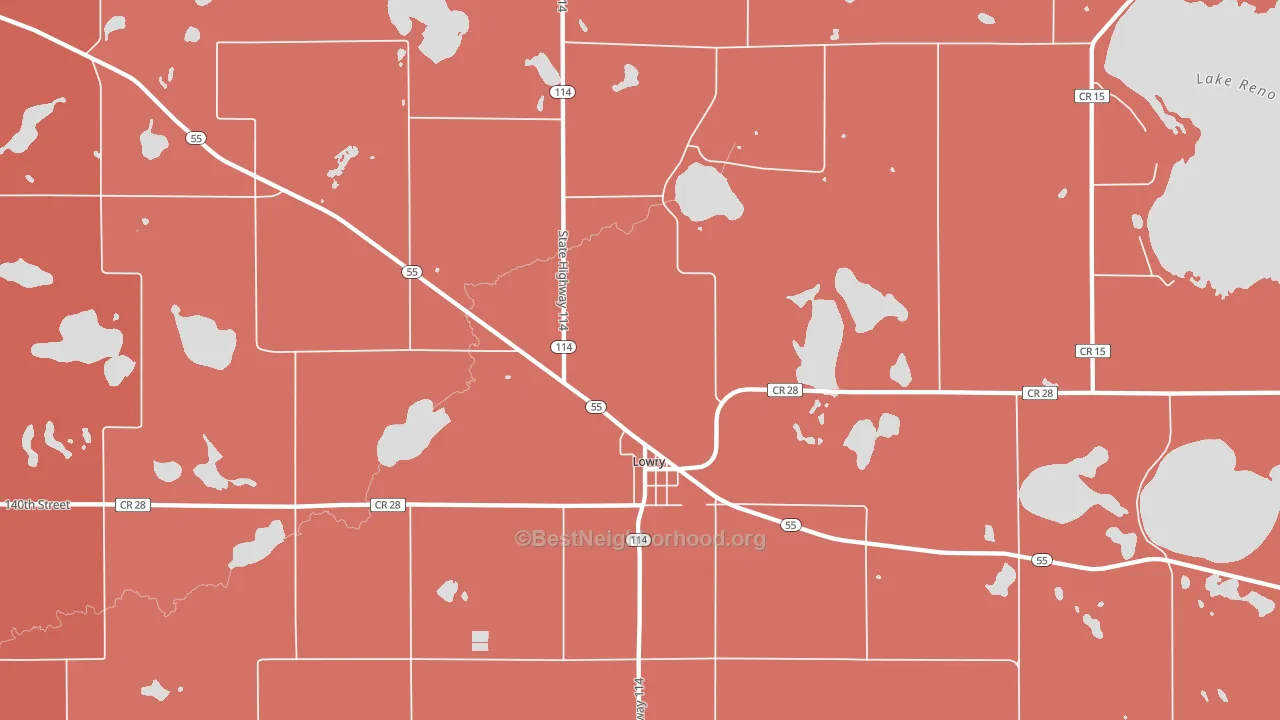 Lowry, MN block-group political-lean map