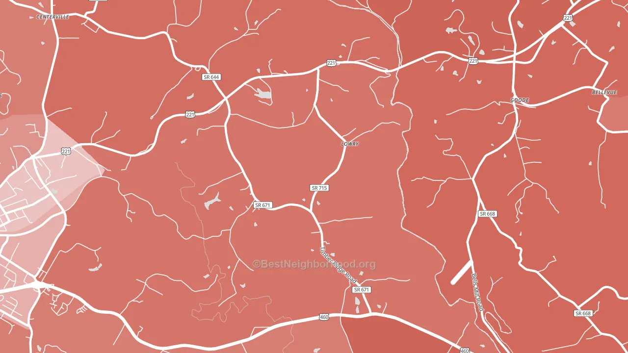 Lowry, VA block-group political-lean map