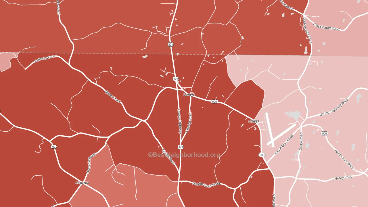 Lowrys, SC block-group political-lean map