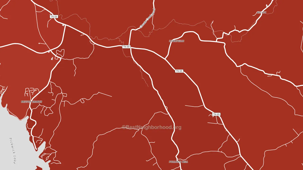 Lowryville, TN block-group political-lean map