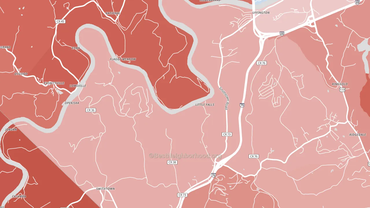 Lowsville, WV block-group political-lean map