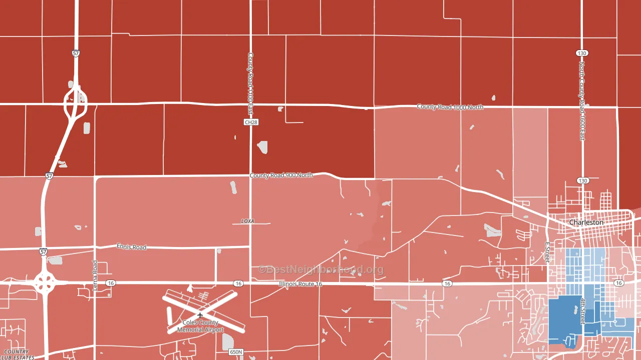 Loxa, IL block-group political-lean map