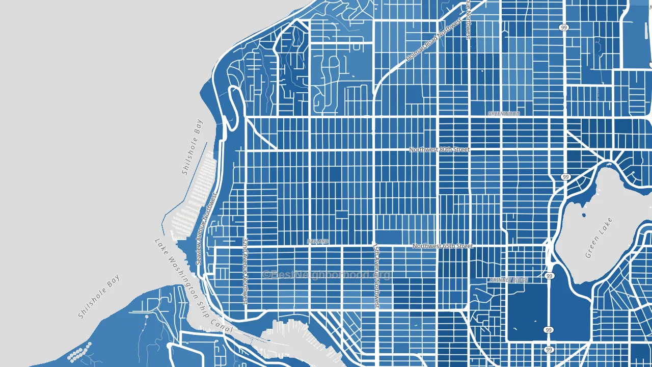 Loyal Heights, Seattle, WA block-group political-lean map