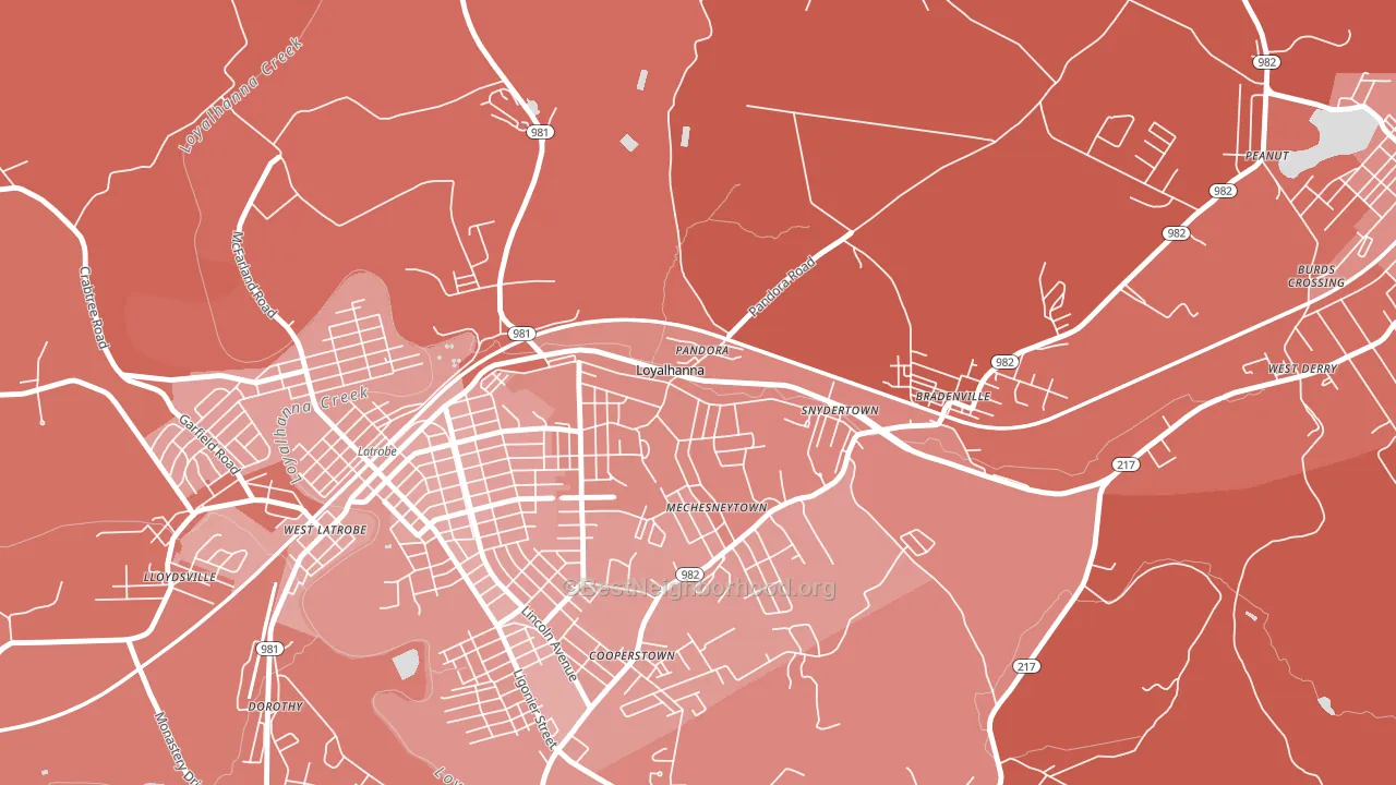 Loyalhanna, PA block-group political-lean map