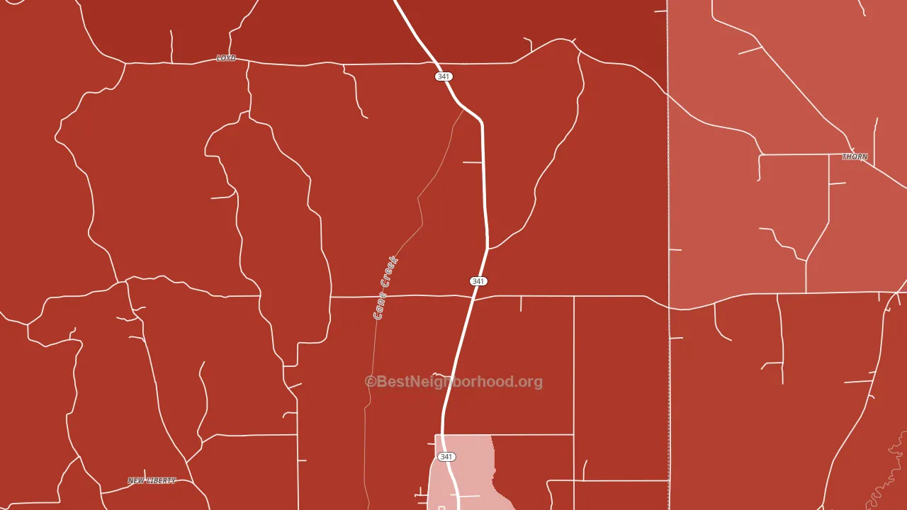 Loyd, MS block-group political-lean map