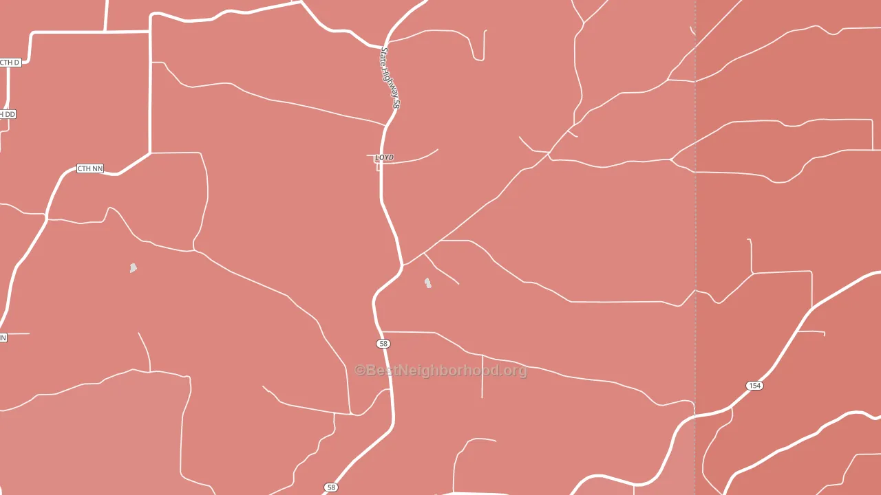 Loyd, WI block-group political-lean map