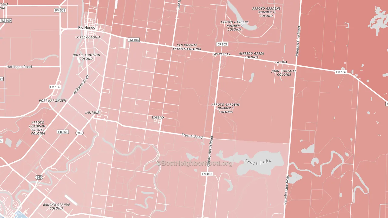 Lozano, TX block-group political-lean map