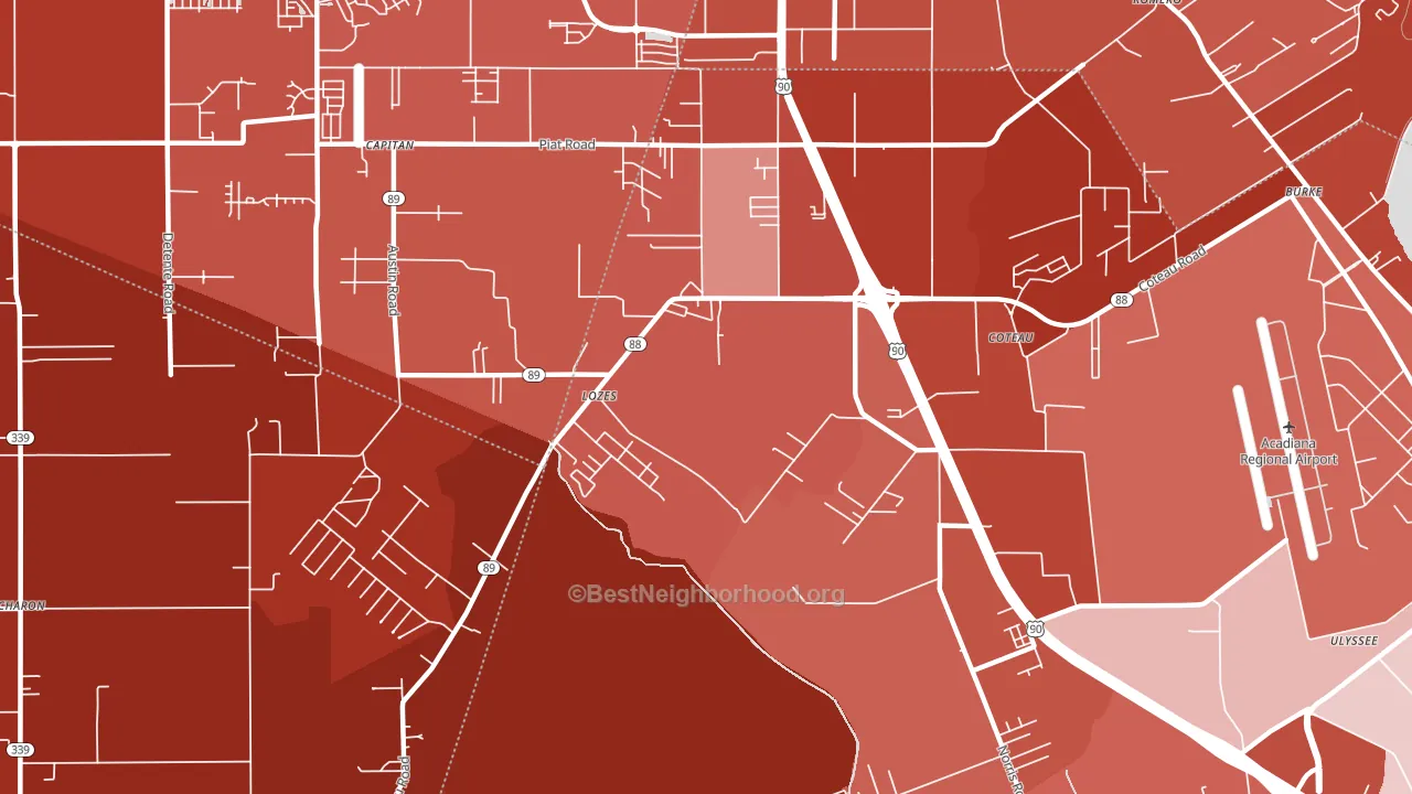 Lozes, LA block-group political-lean map