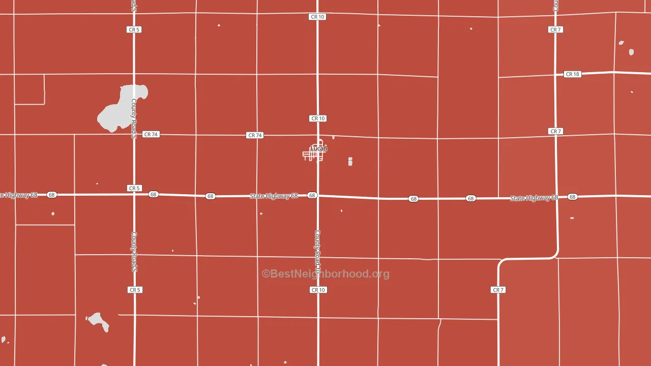 Lucan, MN block-group political-lean map
