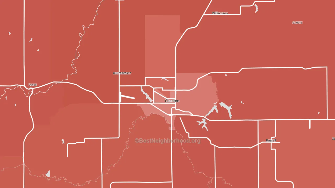 Lucas County, IA block-group political-lean map