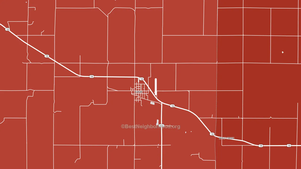 Lucas, KS block-group political-lean map