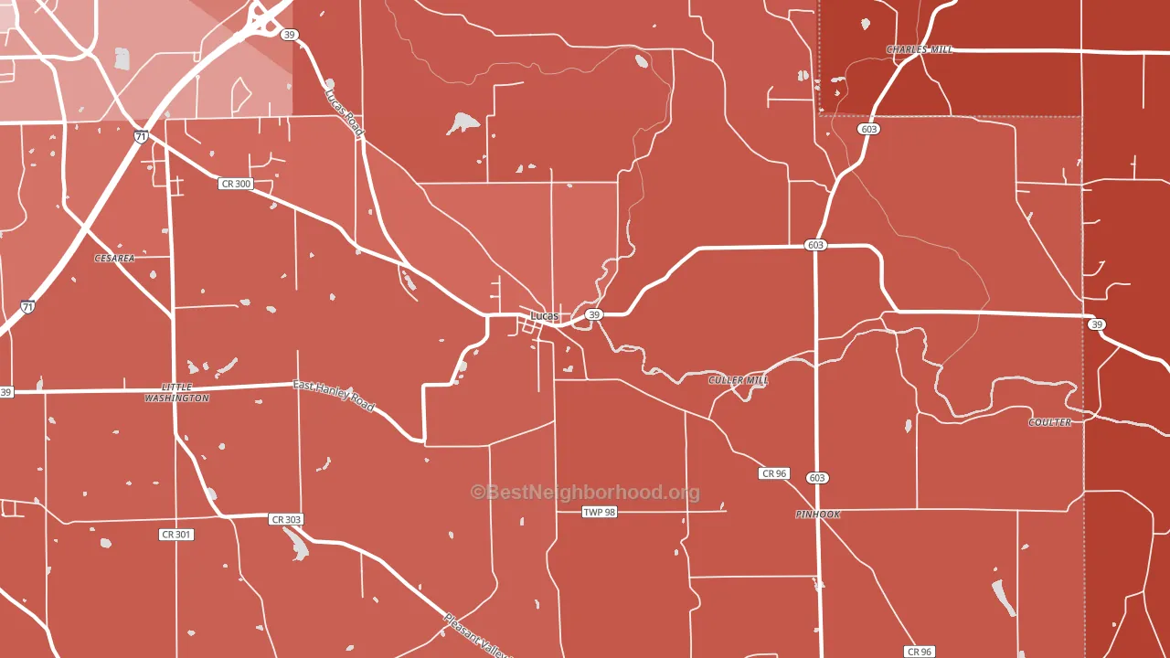 Lucas, OH block-group political-lean map