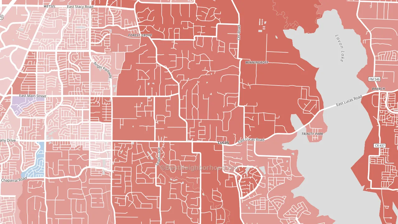 Lucas, TX block-group political-lean map