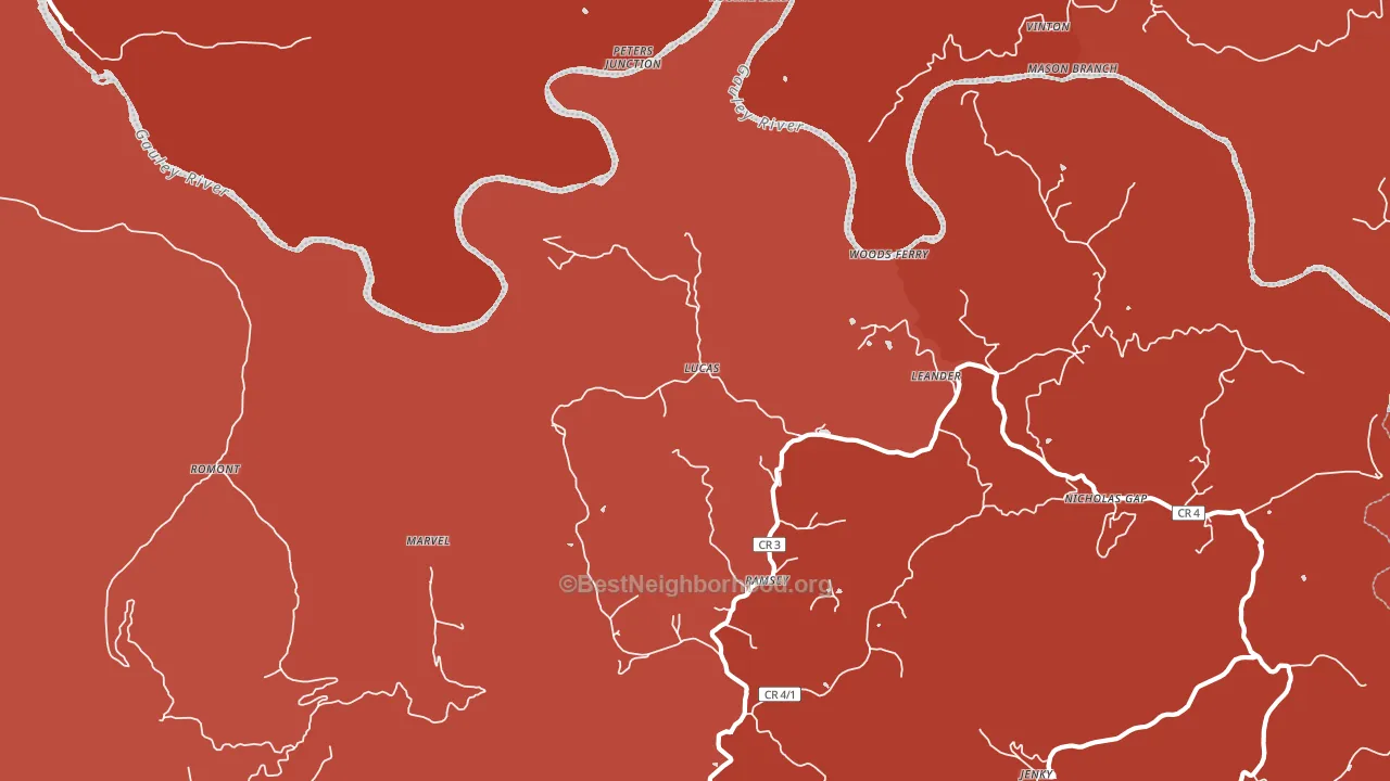 Lucas, WV block-group political-lean map