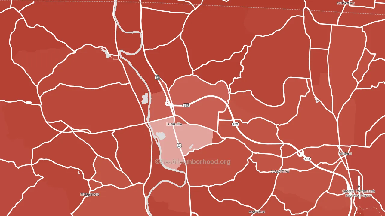 Lucasville, OH block-group political-lean map