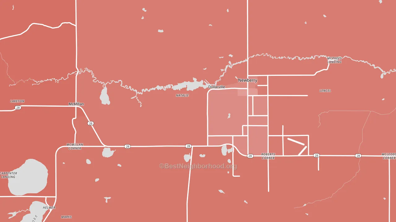 Luce County, MI block-group political-lean map