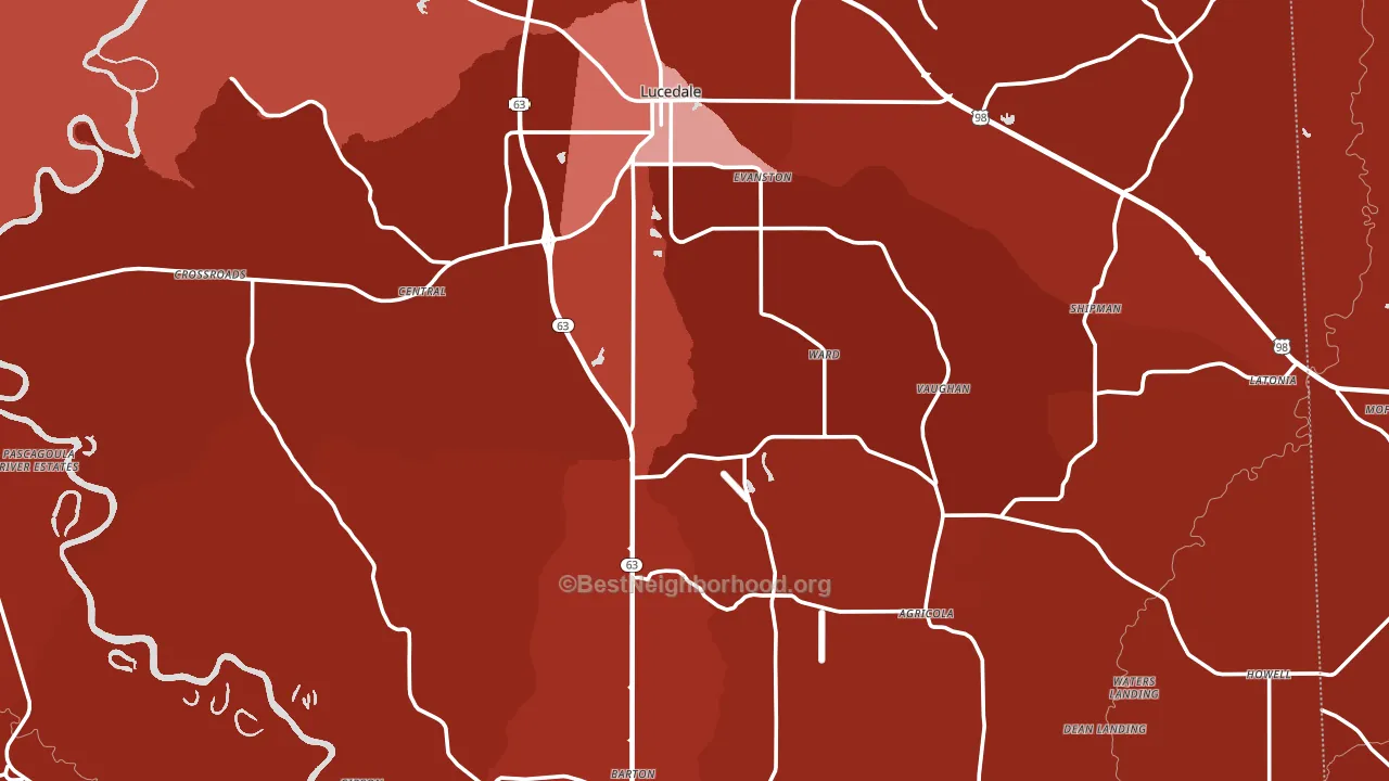 Lucedale, MS block-group political-lean map
