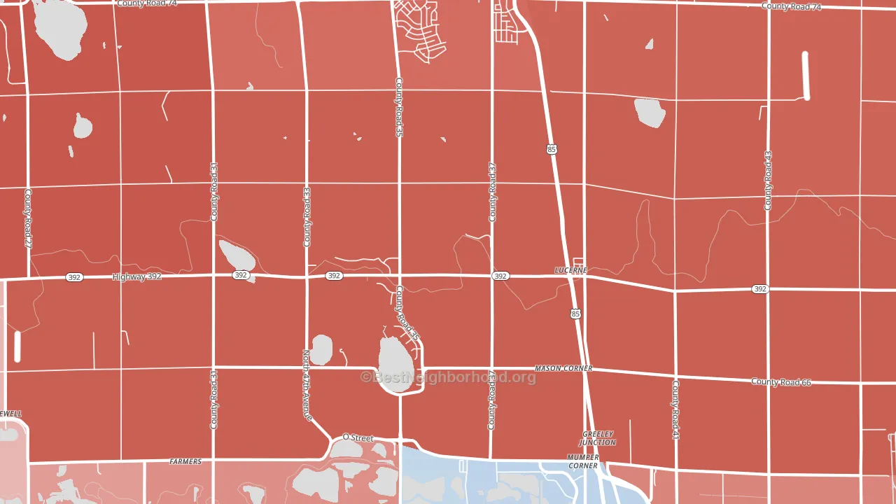Lucerne, CO block-group political-lean map