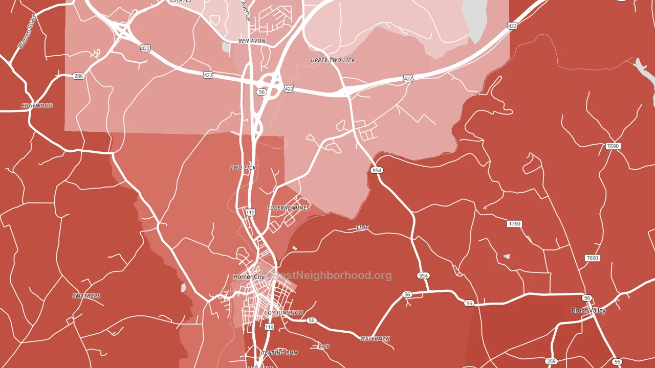 Lucerne Mines, PA block-group political-lean map