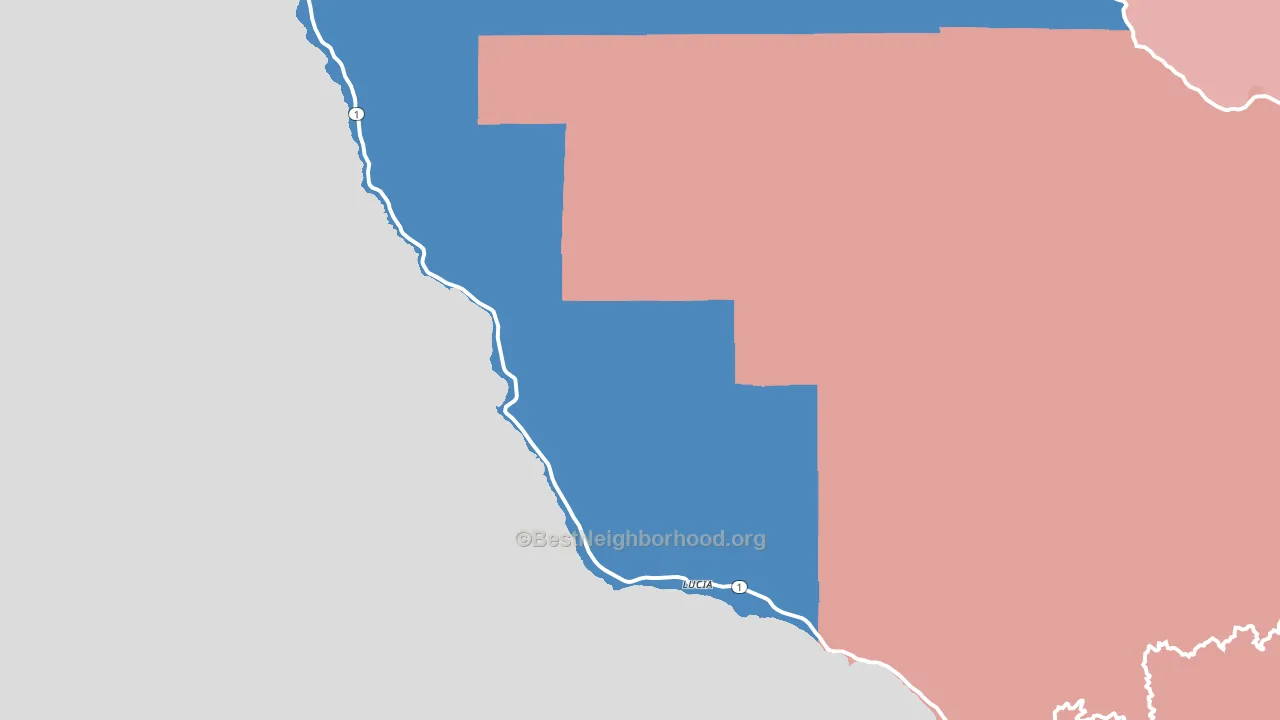 Lucia, CA block-group political-lean map