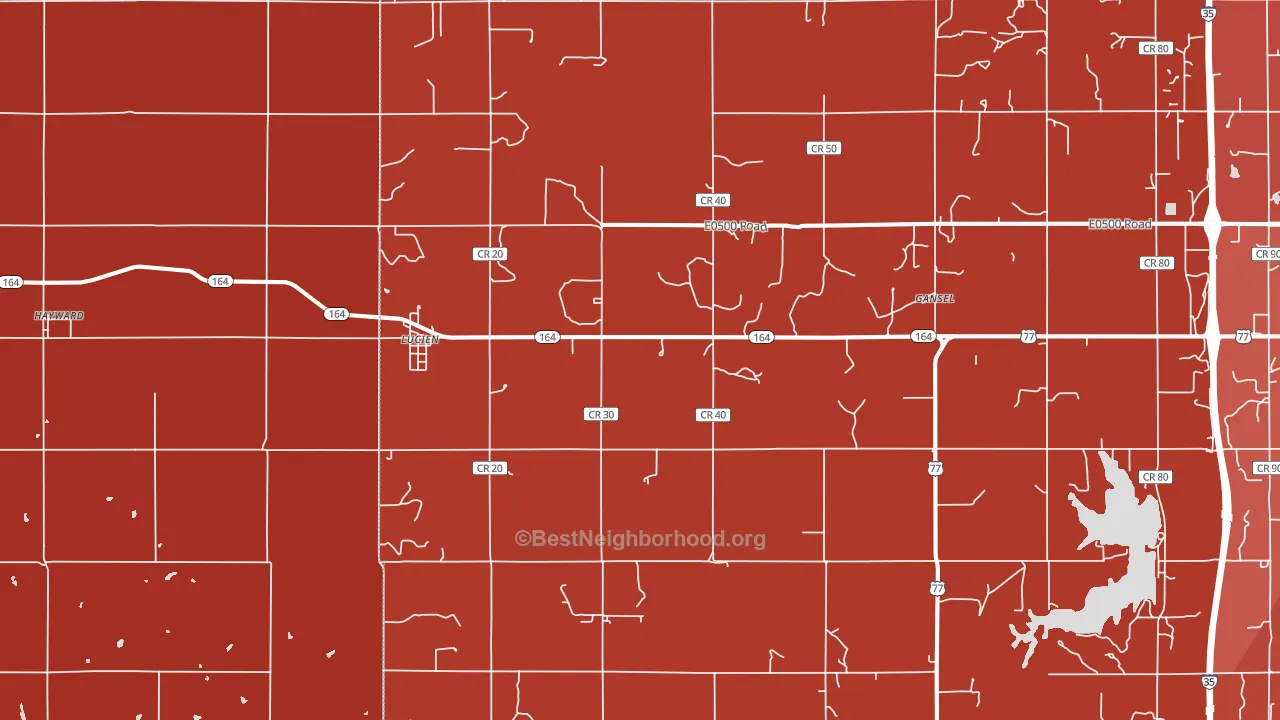 Lucien, OK block-group political-lean map
