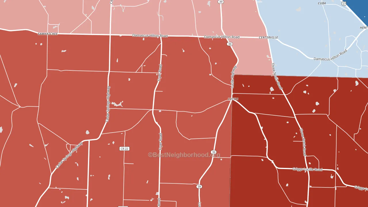 Lucile, GA block-group political-lean map