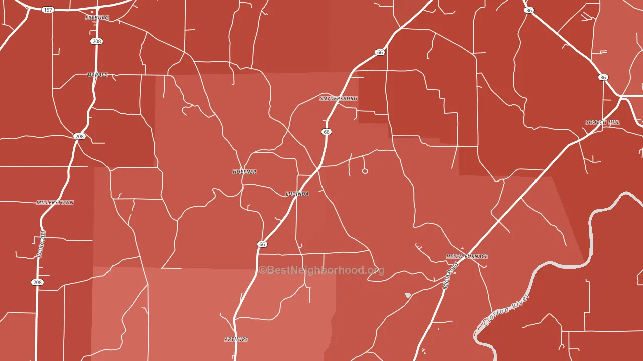 Lucinda, PA block-group political-lean map