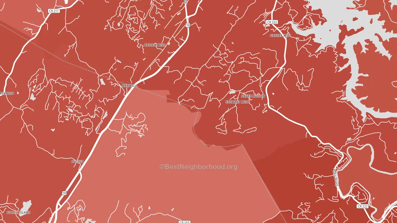 Lucius, GA block-group political-lean map