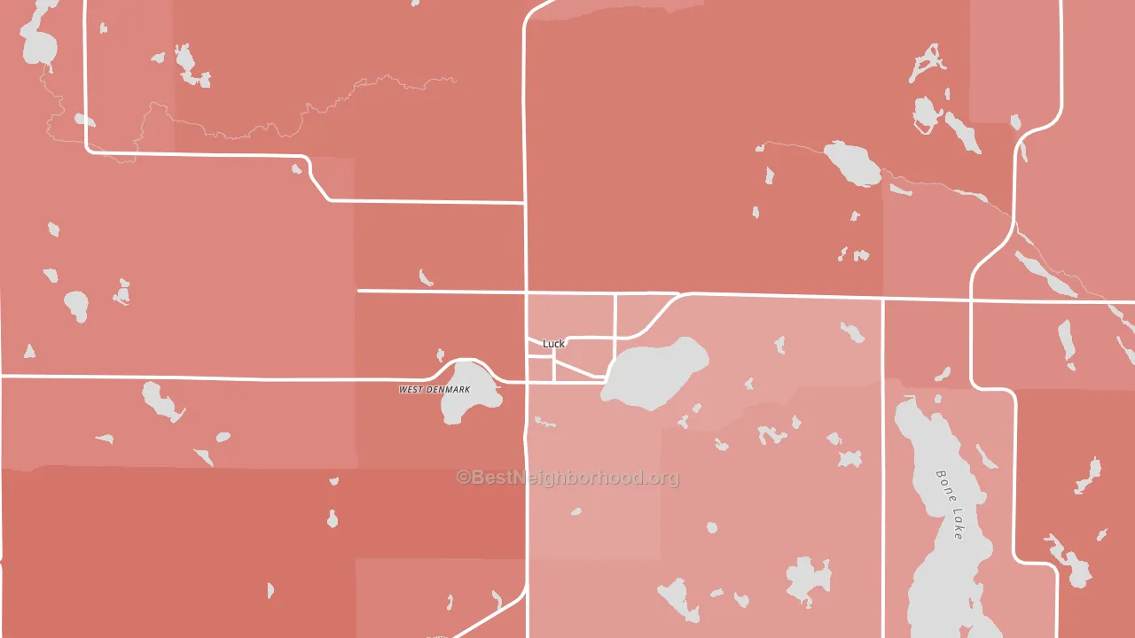 Luck, WI block-group political-lean map