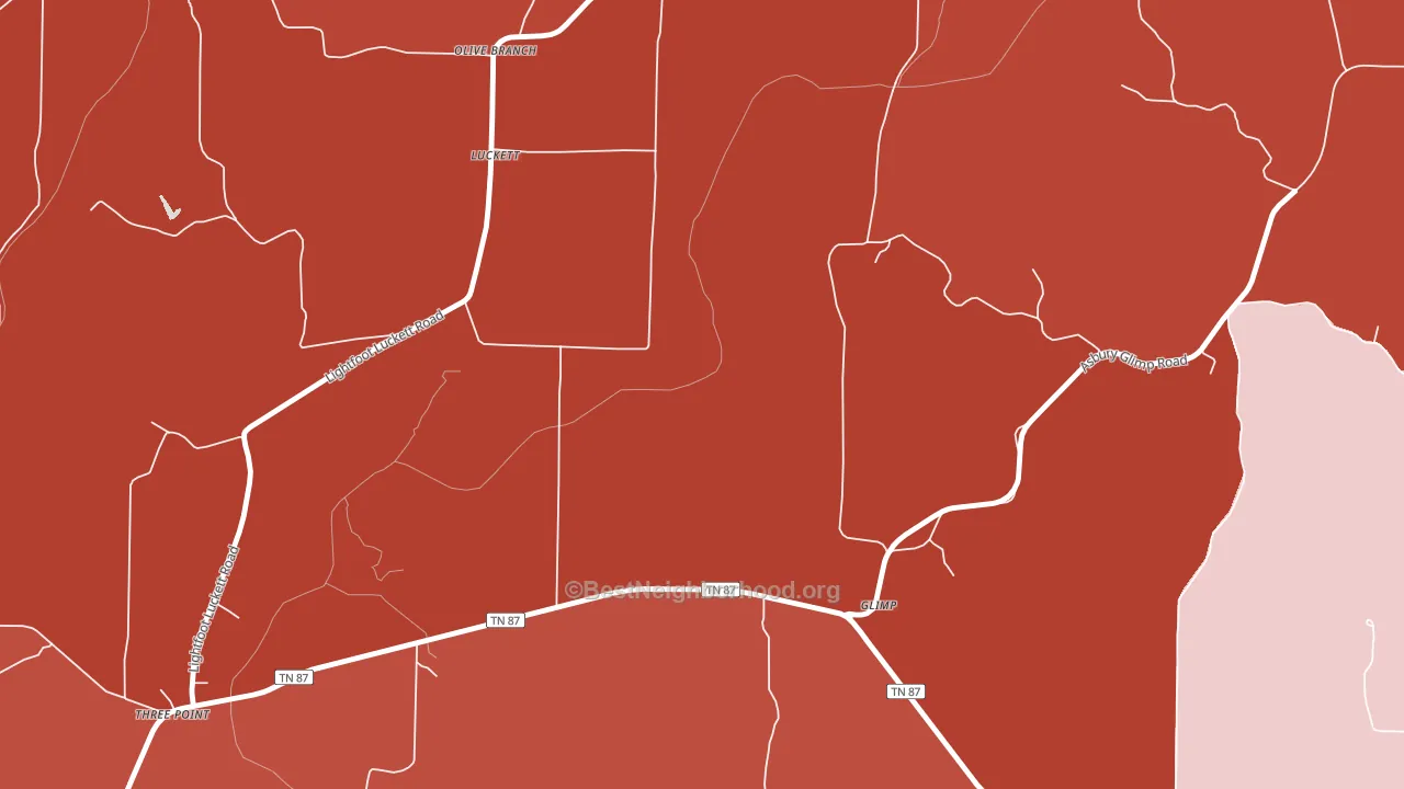 Luckett, TN block-group political-lean map