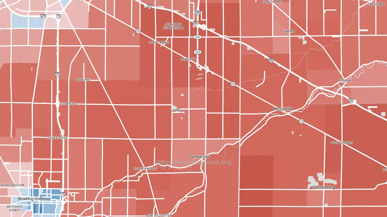 Luckey, OH block-group political-lean map