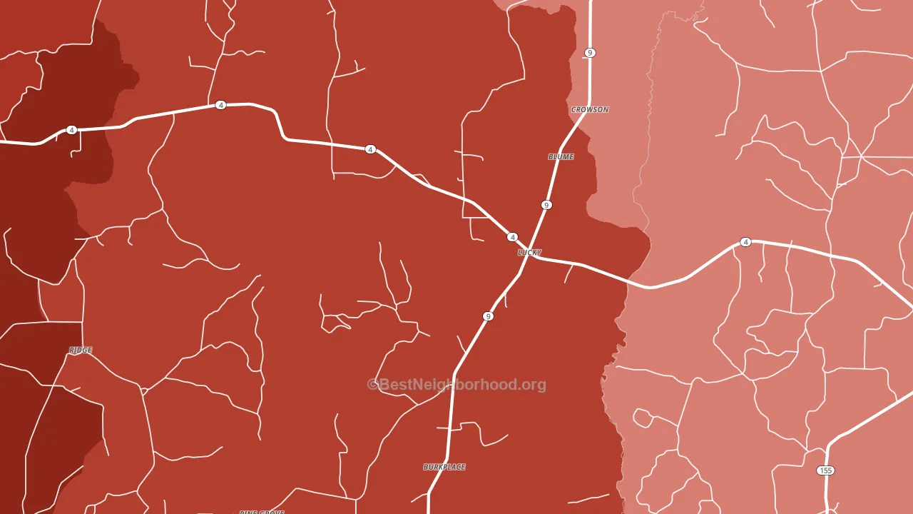 Lucky, LA block-group political-lean map
