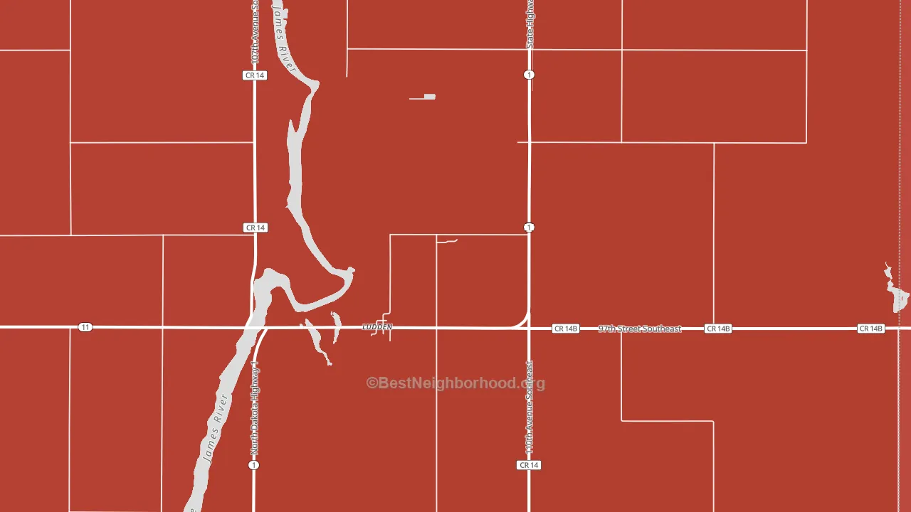 Ludden, ND block-group political-lean map