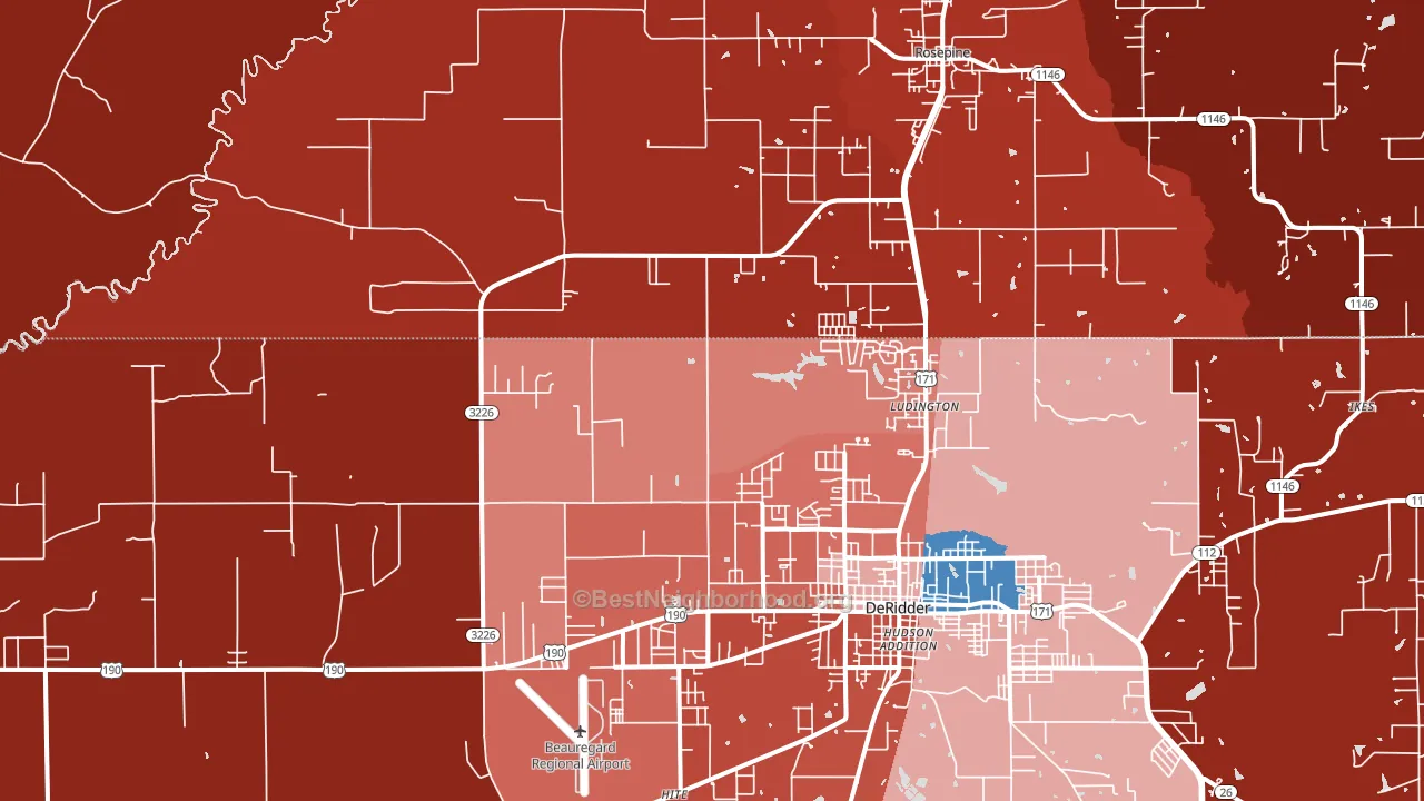Ludington, LA block-group political-lean map