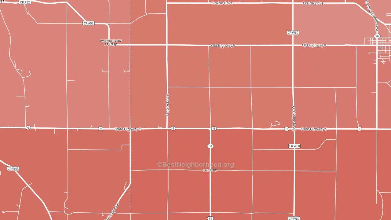 Ludlow, IA block-group political-lean map