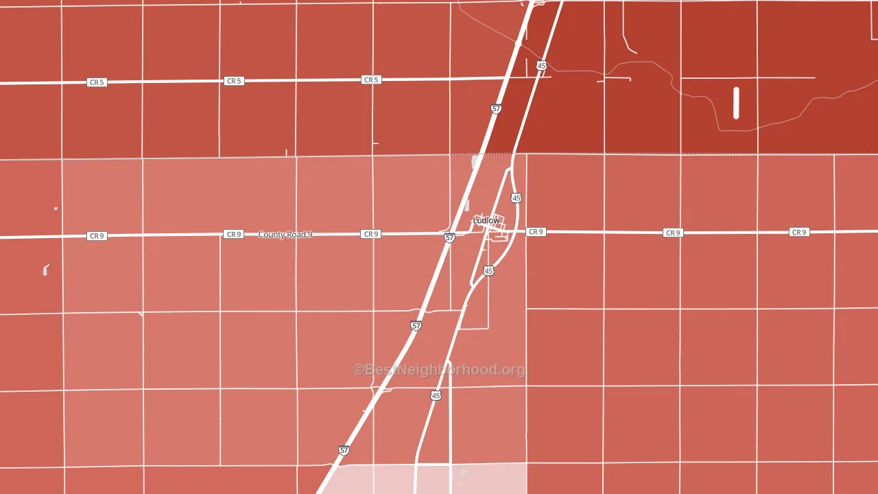 Ludlow, IL block-group political-lean map