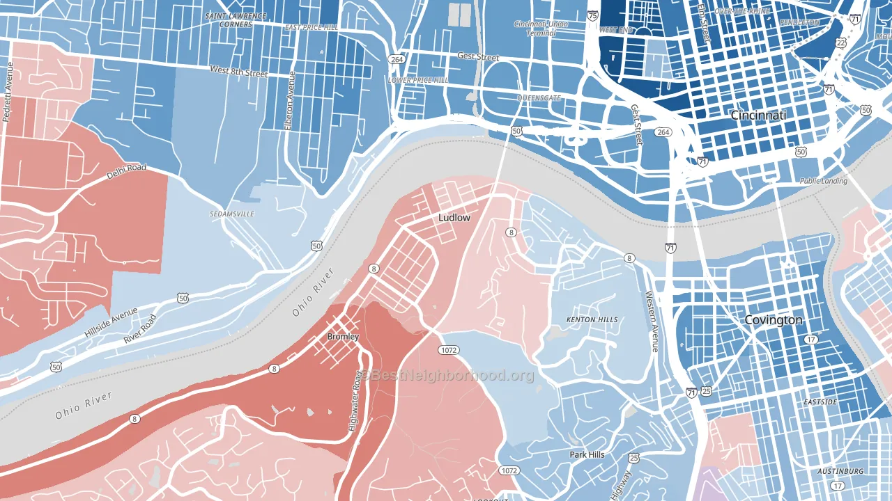 Ludlow, KY block-group political-lean map