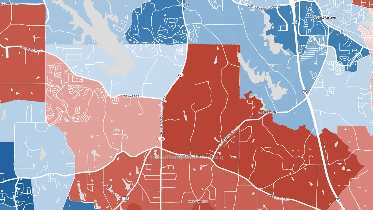 Luella, GA block-group political-lean map
