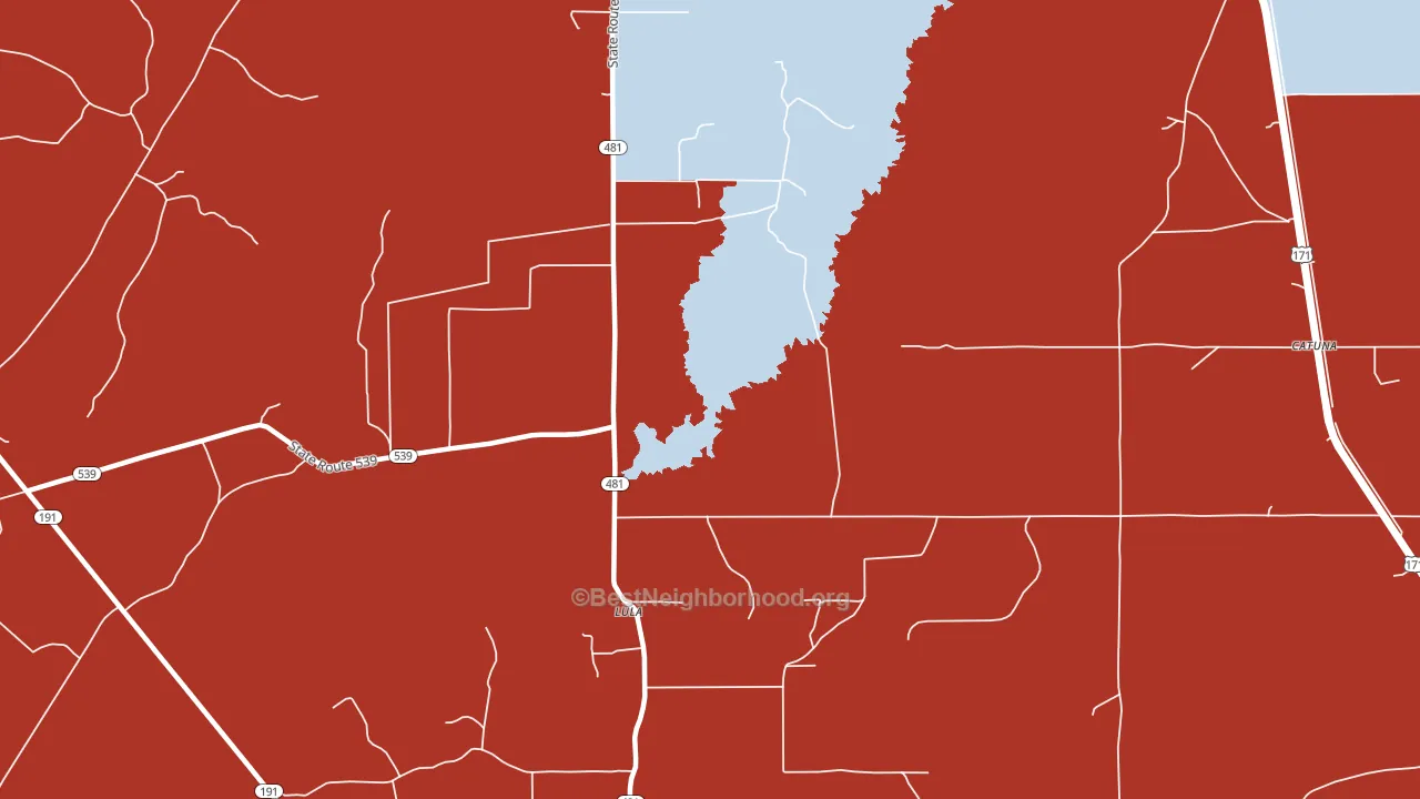 Lula, LA block-group political-lean map