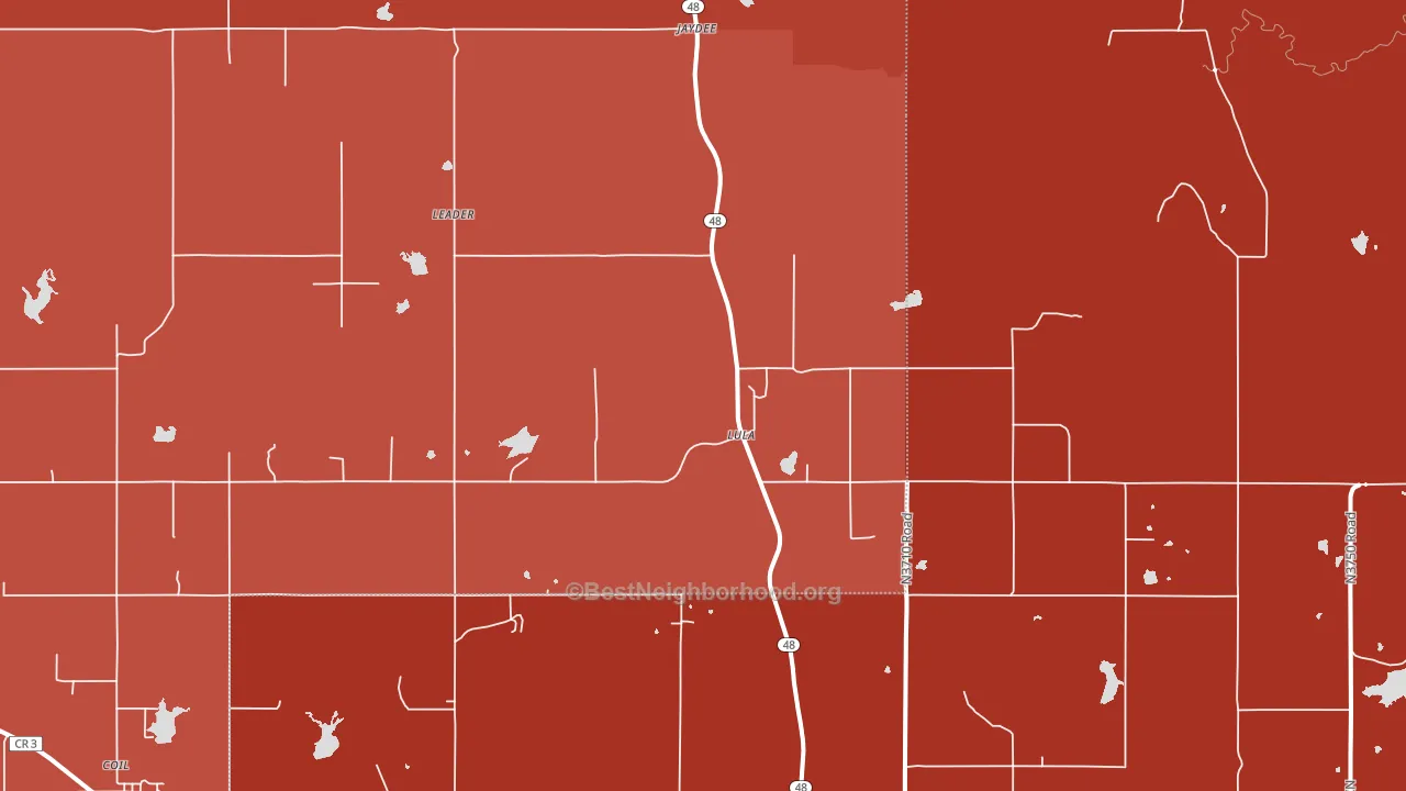 Lula, OK block-group political-lean map