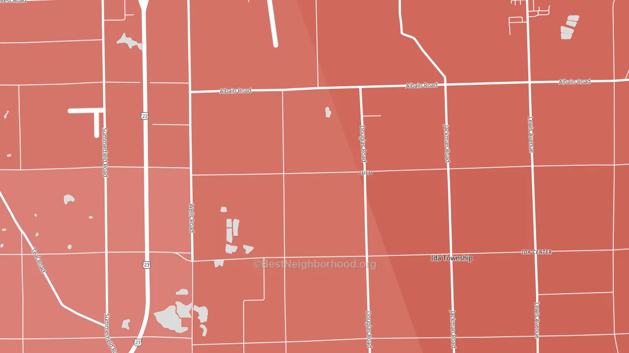 Lulu, MI block-group political-lean map