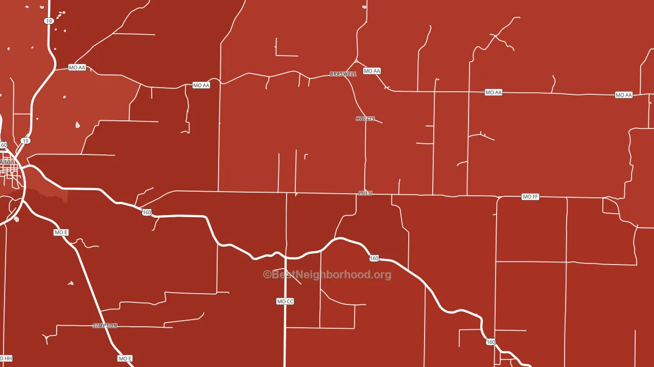 Lulu, MO block-group political-lean map