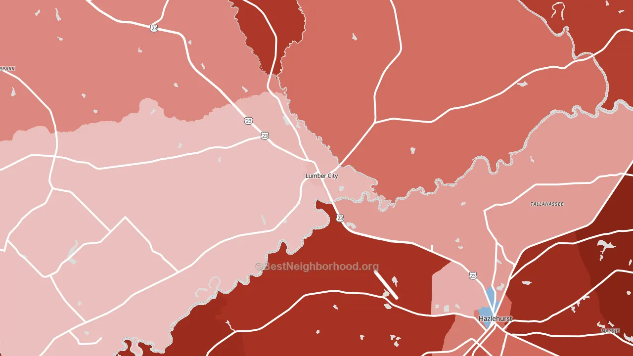 Lumber City, GA block-group political-lean map