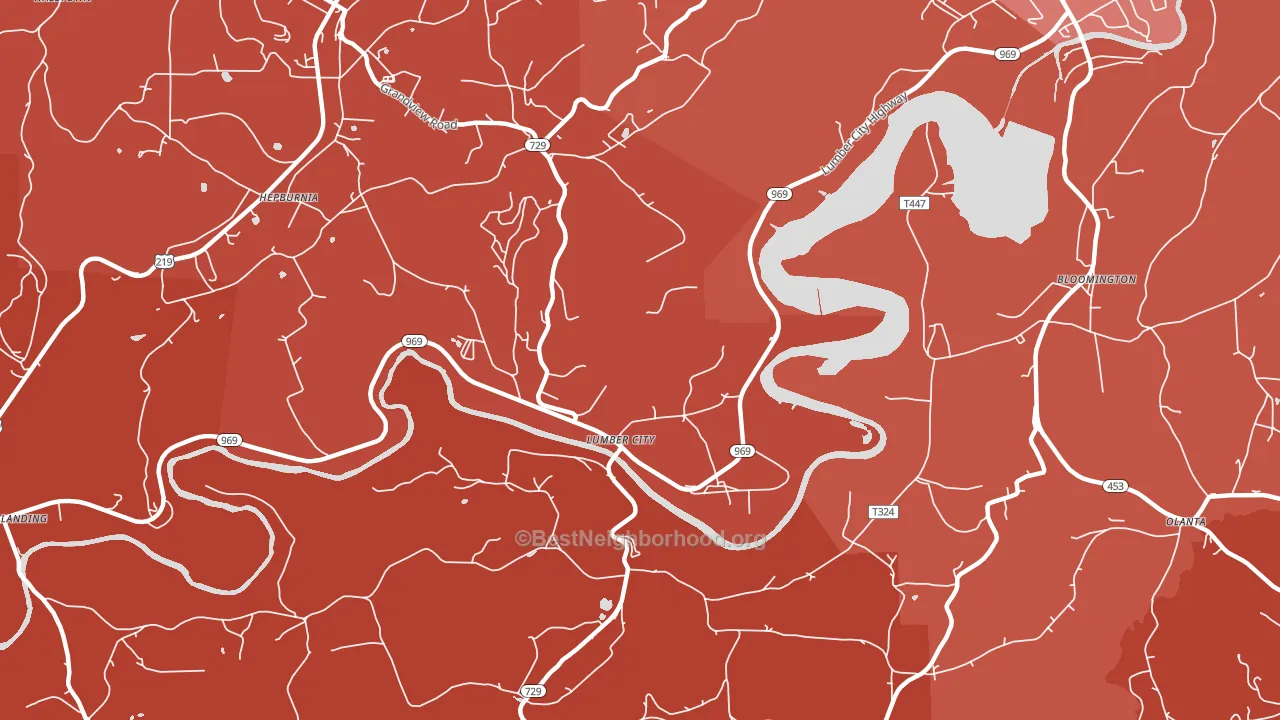Lumber City, PA block-group political-lean map