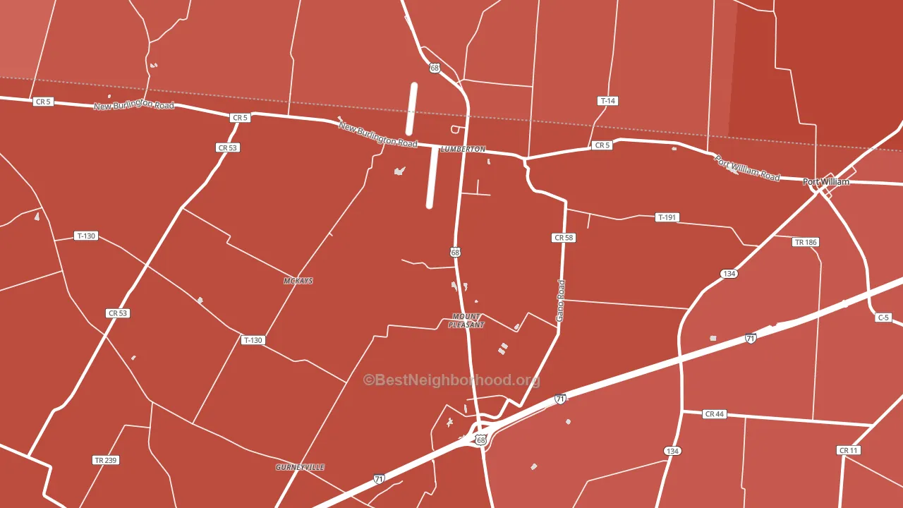 Lumberton, OH block-group political-lean map