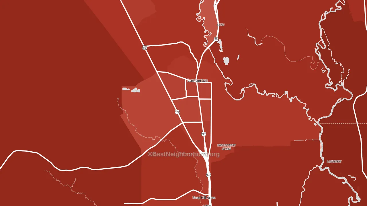 Lumberton, TX block-group political-lean map