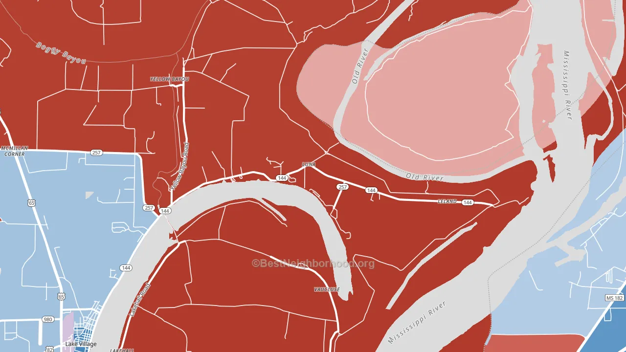 Luna, AR block-group political-lean map