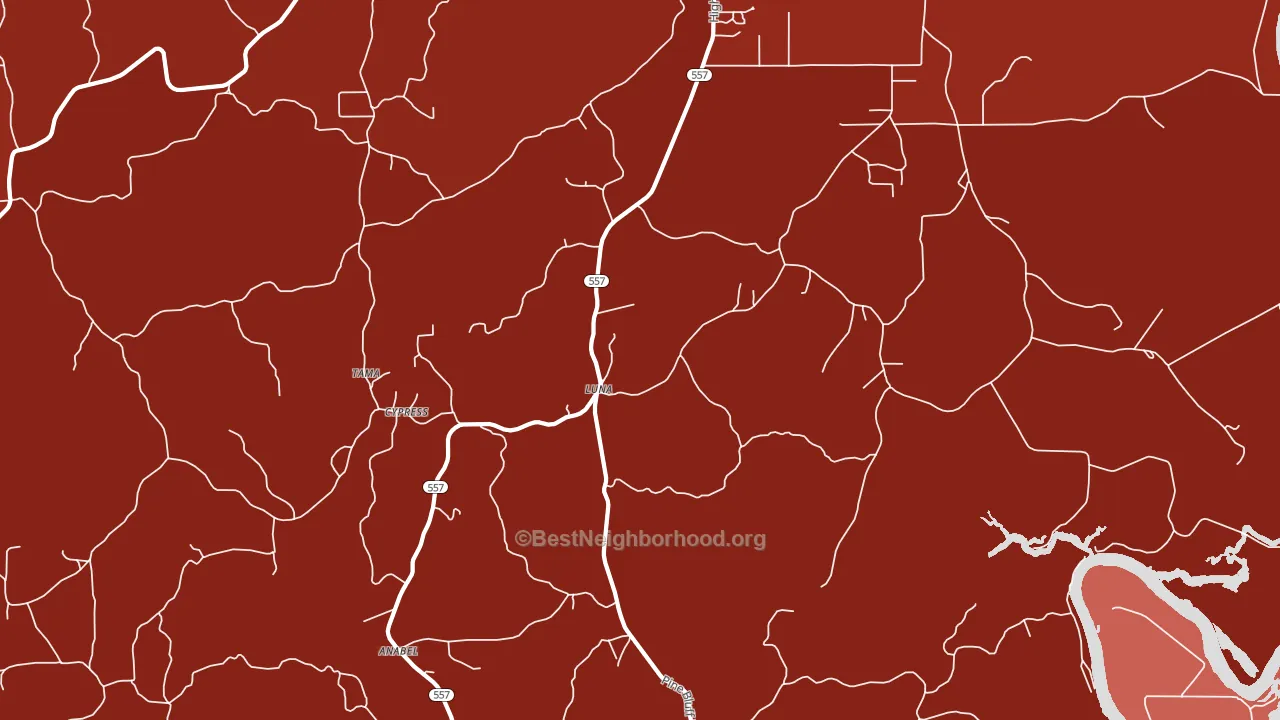 Luna, LA block-group political-lean map